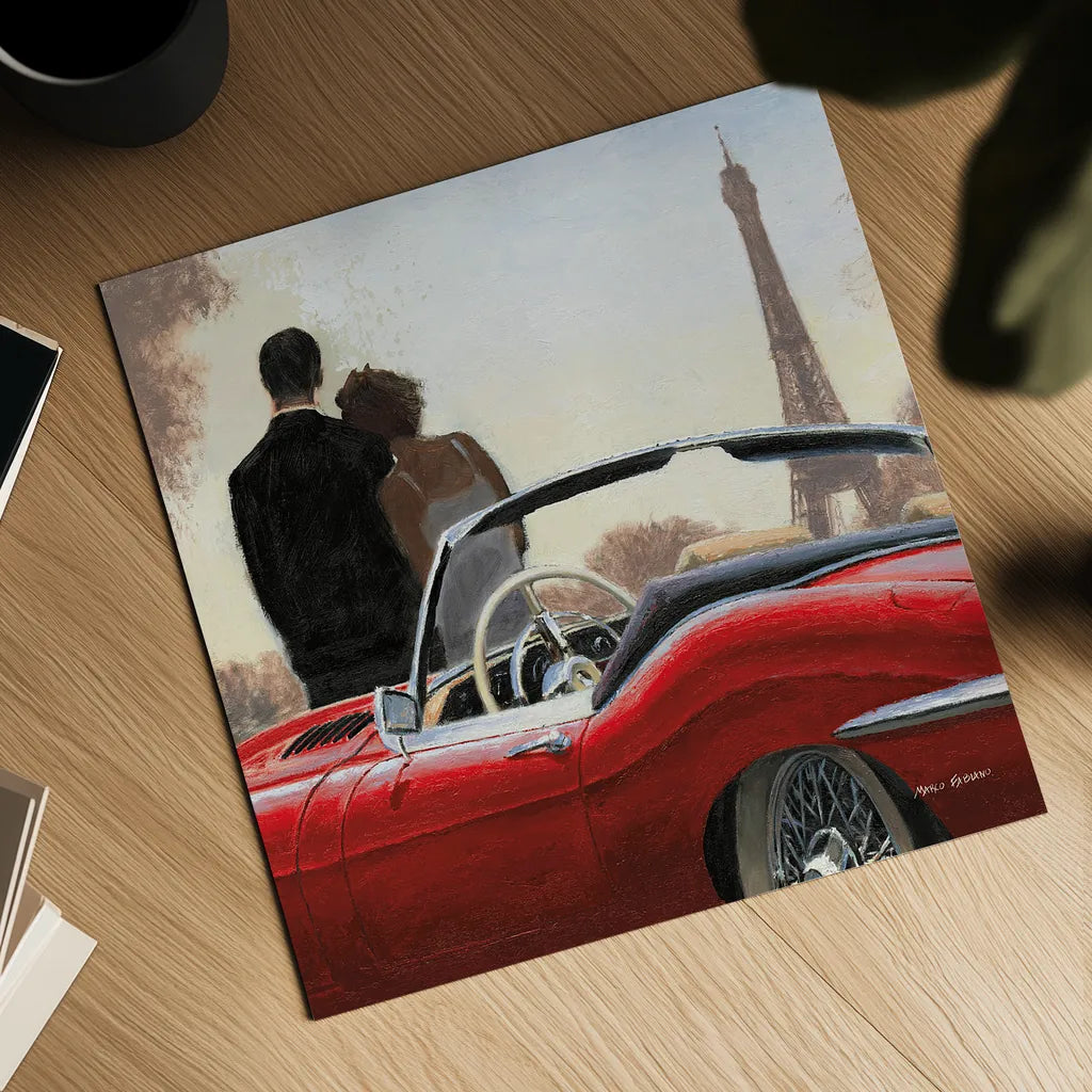 A Ride in Paris I Crop by Marco Fabiano. Shown as a detailed flat fine art print, highlighting archival giclee quality. Available as an archival giclee rolled canvas, fine art paper, or poster print. SKU 14899a.