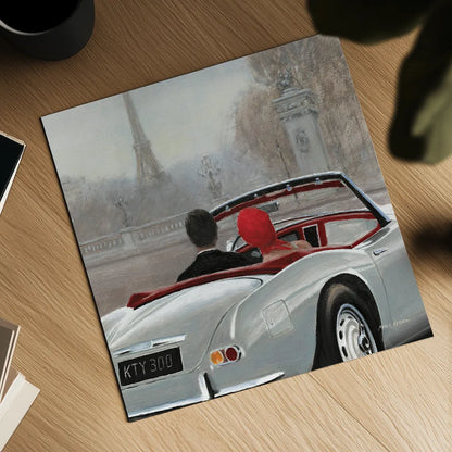 A Ride in Paris II Crop by Marco Fabiano. Shown as a detailed flat fine art print, highlighting archival giclee quality. Available as an archival giclee rolled canvas, fine art paper, or poster print. SKU 14900a.