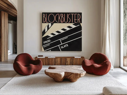 Blockbuster by Marco Fabiano. Shown as extra-large giant wall art in a modern living room. Available as an archival giclee rolled canvas, fine art paper, or poster print. SKU 12598a.