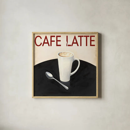 Cafe Moderne I by Marco Fabiano. Shown in a natural wood glass frame for a timeless modern aesthetic. Available as an archival giclee rolled canvas, fine art paper, or poster print. SKU 10657a.