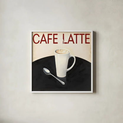 Cafe Moderne I by Marco Fabiano. Shown in a crisp white glass frame for a clean and minimalist style. Available as an archival giclee rolled canvas, fine art paper, or poster print. SKU 10657a.