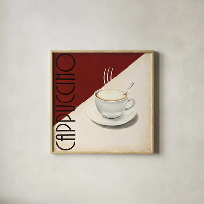 Cafe Moderne II by Marco Fabiano. Shown in a natural wood glass frame for a timeless modern aesthetic. Available as an archival giclee rolled canvas, fine art paper, or poster print. SKU 10658a.