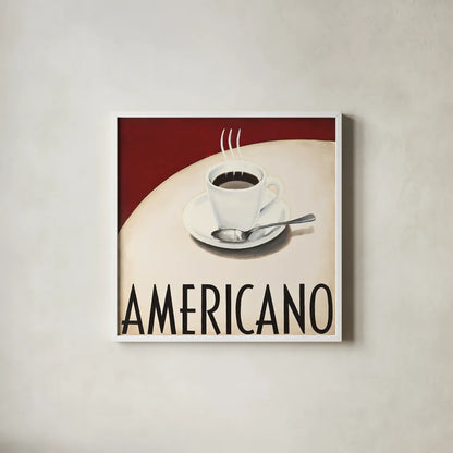 Cafe Moderne III by Marco Fabiano. Shown in a crisp white glass frame for a clean and minimalist style. Available as an archival giclee rolled canvas, fine art paper, or poster print. SKU 10659a.