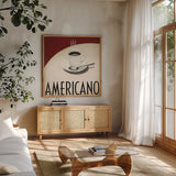 Cafe Moderne III by Marco Fabiano. Shown in a natural wood frame in a cozy modern living room. Available as an archival giclee rolled canvas, fine art paper, or poster print. SKU 10659a.