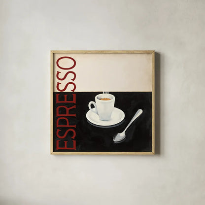 Cafe Moderne IV by Marco Fabiano. Shown in a natural wood glass frame for a timeless modern aesthetic. Available as an archival giclee rolled canvas, fine art paper, or poster print. SKU 10660a.