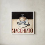 Cafe Moderne VI by Marco Fabiano. Shown in a crisp white glass frame for a clean and minimalist style. Available as an archival giclee rolled canvas, fine art paper, or poster print. SKU 16248a.