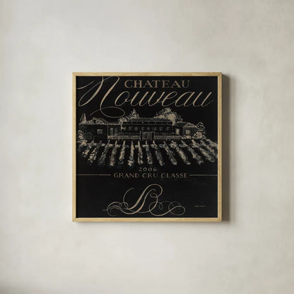 Chateau Nouveau Elements I by Marco Fabiano. Shown in a natural wood glass frame for a timeless modern aesthetic. Available as an archival giclee rolled canvas, fine art paper, or poster print. SKU 32755a.