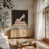City Style Square IV on Black no Words by Marco Fabiano. Shown in a natural wood frame in a cozy modern living room. Available as an archival giclee rolled canvas, fine art paper, or poster print. SKU 32629a.