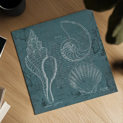 Coastal Blueprint I by Marco Fabiano. Shown as a detailed flat fine art print, highlighting archival giclee quality. Available as an archival giclee rolled canvas, fine art paper, or poster print. SKU 14061a.
