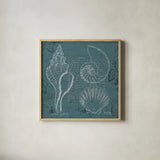 Coastal Blueprint I by Marco Fabiano. Shown in a natural wood glass frame for a timeless modern aesthetic. Available as an archival giclee rolled canvas, fine art paper, or poster print. SKU 14061a.