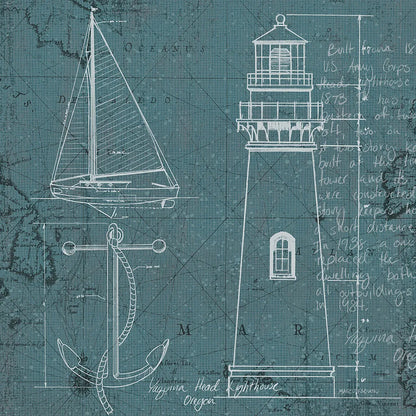 Coastal Blueprint IV by Marco Fabiano. SKU 14064a. Archival Giclee Fine art print for wall decor.