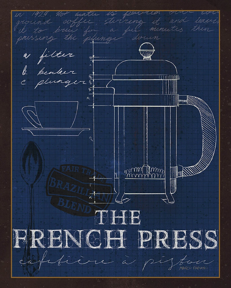 Coffee Blueprint I Indigo by Marco Fabiano