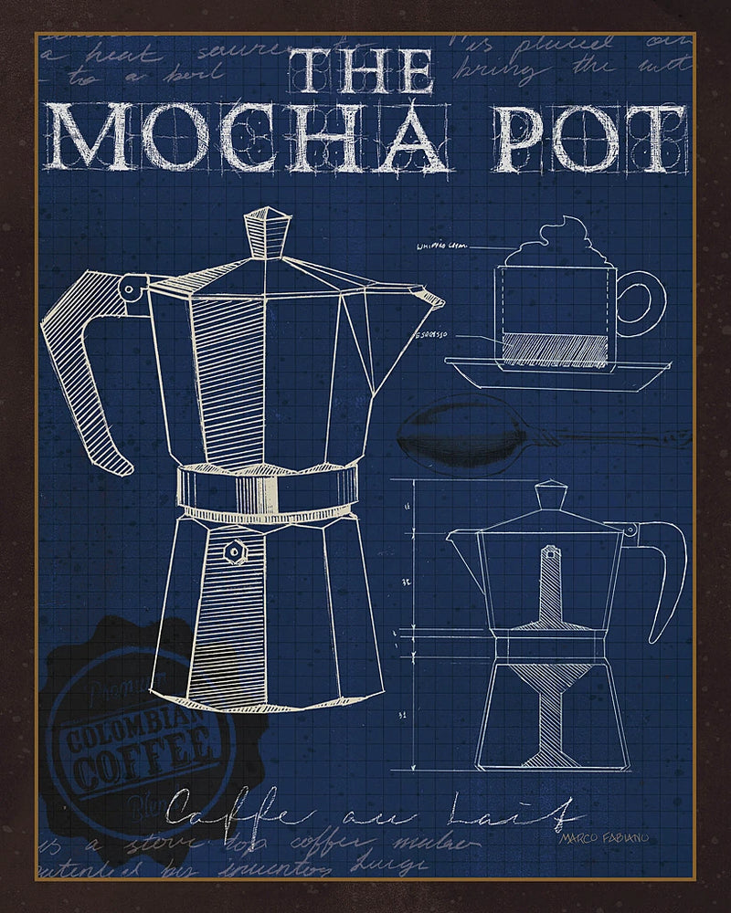 Coffee Blueprint II Indigo by Marco Fabiano