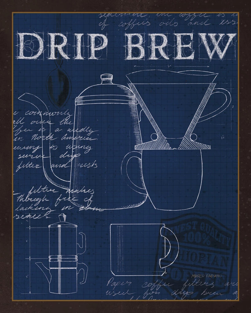 Coffee Blueprint III Indigo by Marco Fabiano