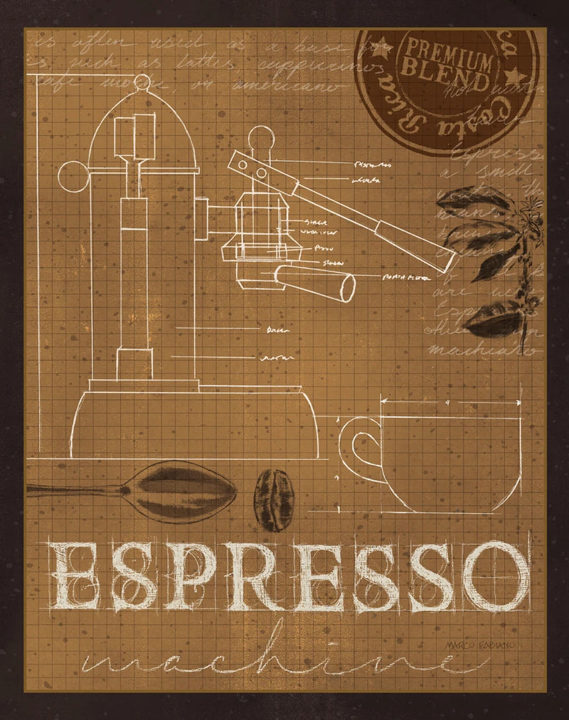 Coffee Blueprint IV Sepia by Marco Fabiano