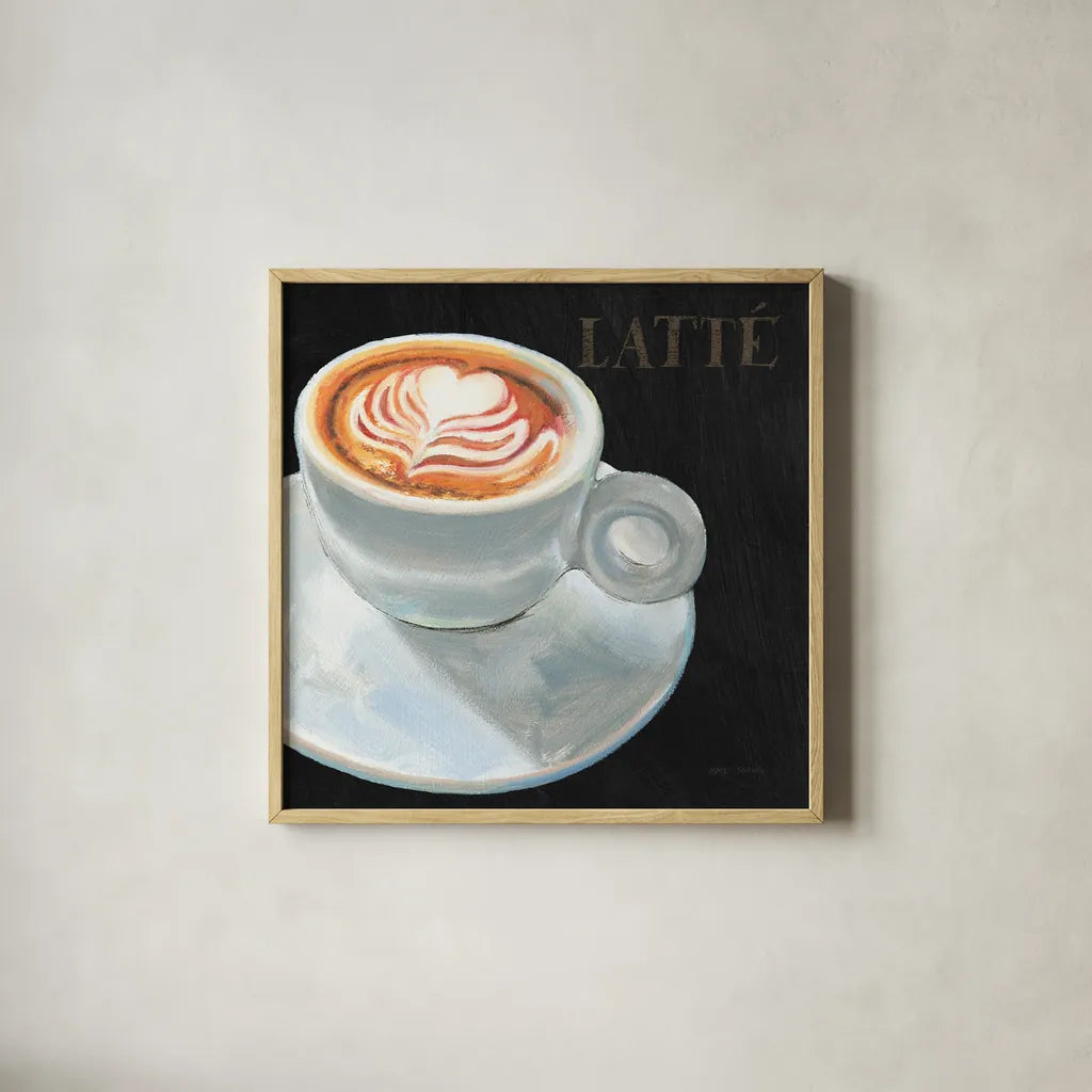 Dark Roast II by Marco Fabiano. Shown in a natural wood glass frame for a timeless modern aesthetic. Available as an archival giclee rolled canvas, fine art paper, or poster print. SKU 16926a.