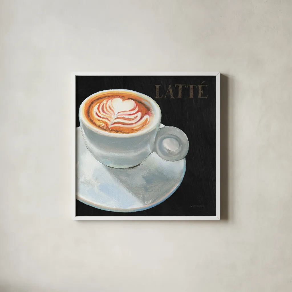 Dark Roast II by Marco Fabiano. Shown in a crisp white glass frame for a clean and minimalist style. Available as an archival giclee rolled canvas, fine art paper, or poster print. SKU 16926a.