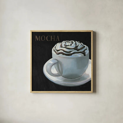 Dark Roast III by Marco Fabiano. Shown in a natural wood glass frame for a timeless modern aesthetic. Available as an archival giclee rolled canvas, fine art paper, or poster print. SKU 16927a.