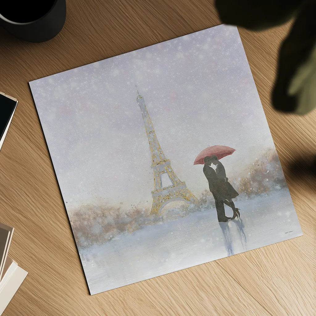 Eiffel Romance by Marco Fabiano. Shown as a detailed flat fine art print, highlighting archival giclee quality. Available as an archival giclee rolled canvas, fine art paper, or poster print. SKU 22351a.