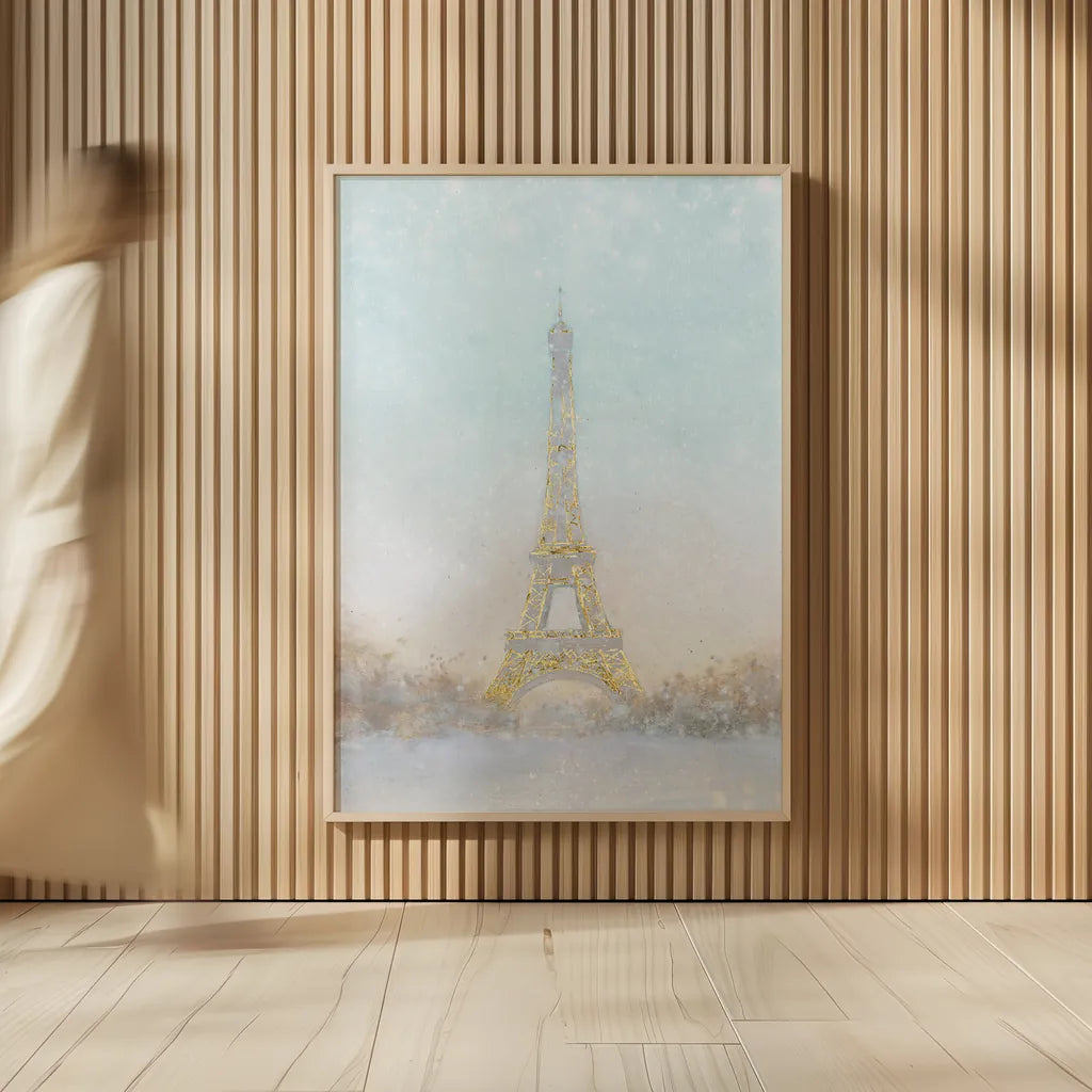 Eiffel Romance no Couple Turquoise Crop by Marco Fabiano. shown as over sized large wall art. Available as an archival giclee rolled canvas, fine art paper, or poster print. SKU 23540h.