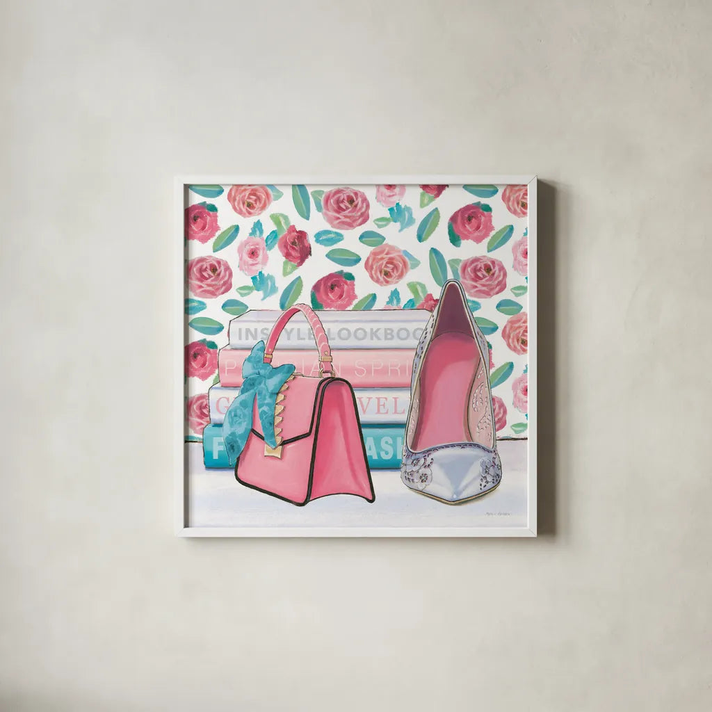 Fearless Fashion I by Marco Fabiano. Shown in a crisp white glass frame for a clean and minimalist style. Available as an archival giclee rolled canvas, fine art paper, or poster print. SKU 34362a.