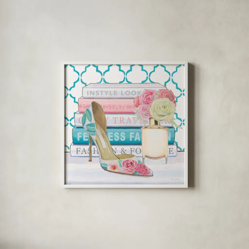 Fearless Fashion II by Marco Fabiano. Shown in a crisp white glass frame for a clean and minimalist style. Available as an archival giclee rolled canvas, fine art paper, or poster print. SKU 34363a.