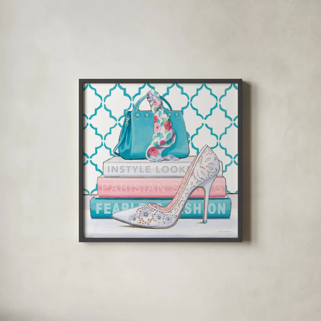 Fearless Fashion III by Marco Fabiano. Shown in a sleek black glass frame for a contemporary gallery look. Available as an archival giclee rolled canvas, fine art paper, or poster print. SKU 34364a.