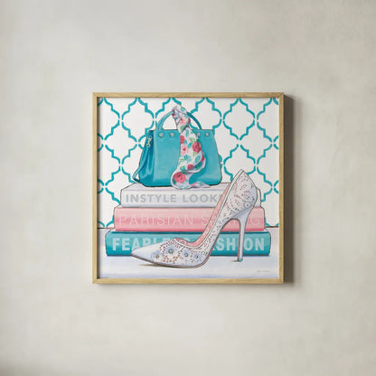 Fearless Fashion III by Marco Fabiano. Shown in a natural wood glass frame for a timeless modern aesthetic. Available as an archival giclee rolled canvas, fine art paper, or poster print. SKU 34364a.