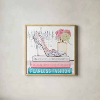 Fearless Fashion IV by Marco Fabiano. Shown in a natural wood glass frame for a timeless modern aesthetic. Available as an archival giclee rolled canvas, fine art paper, or poster print. SKU 34365a.