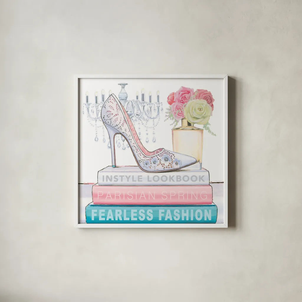 Fearless Fashion IV by Marco Fabiano. Shown in a crisp white glass frame for a clean and minimalist style. Available as an archival giclee rolled canvas, fine art paper, or poster print. SKU 34365a.