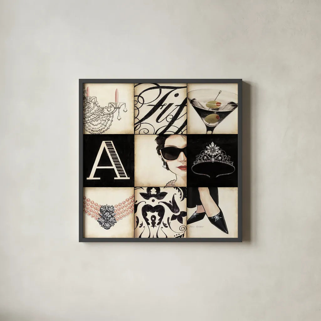 Fifth Avenue - Square by Marco Fabiano. Shown in a sleek black glass frame for a contemporary gallery look. Available as an archival giclee rolled canvas, fine art paper, or poster print. SKU 10630a.