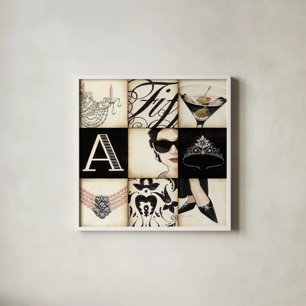 Fifth Avenue - Square by Marco Fabiano. Shown in a crisp white glass frame for a clean and minimalist style. Available as an archival giclee rolled canvas, fine art paper, or poster print. SKU 10630a.