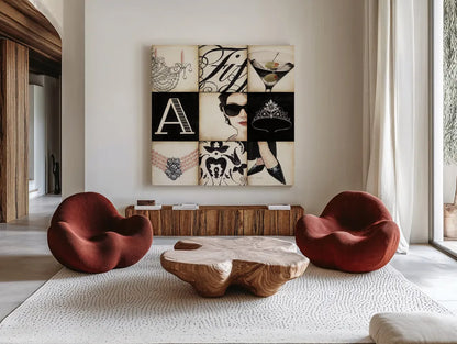 Fifth Avenue - Square by Marco Fabiano. Shown as extra-large giant wall art in a modern living room. Available as an archival giclee rolled canvas, fine art paper, or poster print. SKU 10630a.