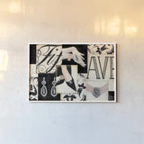Fifth Avenue Collage by Marco Fabiano. shown as a paper print in a white frame. Available as a archival giclee rolled canvas, fine art paper, or poster print. SKU 10630i.