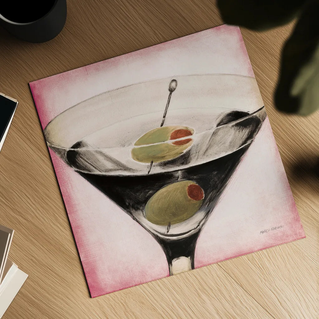 Fifth Avenue Square III Pink by Marco Fabiano. Shown as a detailed flat fine art print, highlighting archival giclee quality. Available as an archival giclee rolled canvas, fine art paper, or poster print. SKU 92056a.