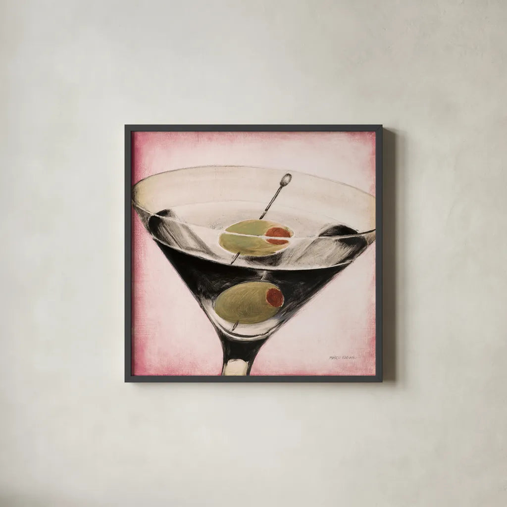 Fifth Avenue Square III Pink by Marco Fabiano. Shown in a sleek black glass frame for a contemporary gallery look. Available as an archival giclee rolled canvas, fine art paper, or poster print. SKU 92056a.