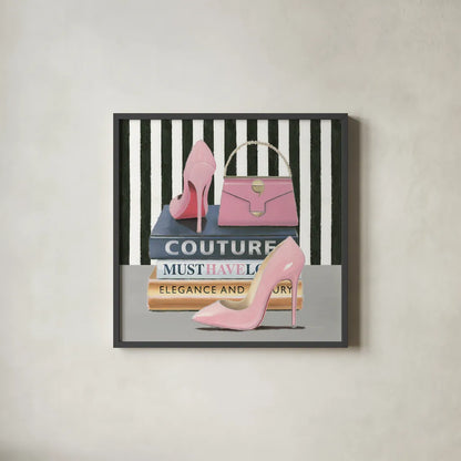 Forever Fashion II by Marco Fabiano. Shown in a sleek black glass frame for a contemporary gallery look. Available as an archival giclee rolled canvas, fine art paper, or poster print. SKU 28779a.