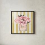 Forever Fashion Perfume by Marco Fabiano. Shown in a sleek black glass frame for a contemporary gallery look. Available as an archival giclee rolled canvas, fine art paper, or poster print. SKU 69125a.