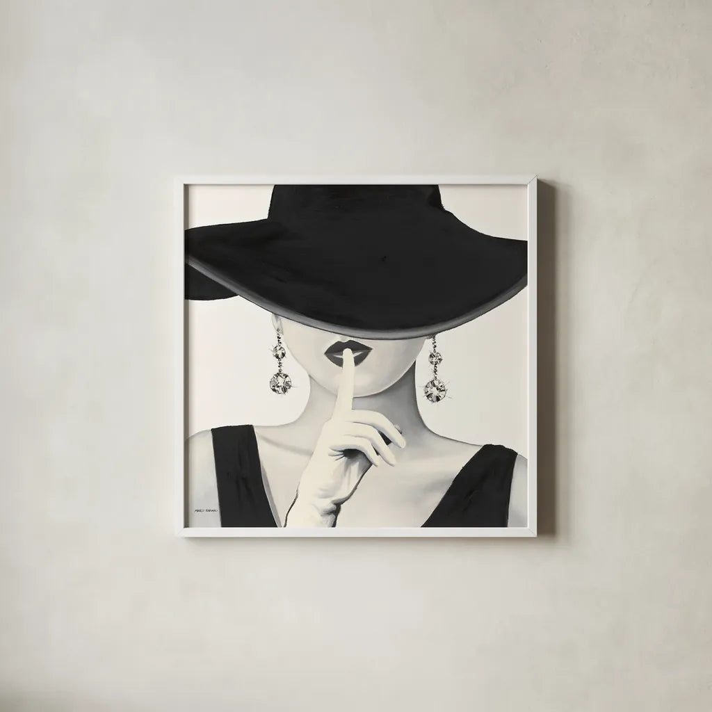 Haute Chapeau I by Marco Fabiano. Shown in a crisp white glass frame for a clean and minimalist style. Available as an archival giclee rolled canvas, fine art paper, or poster print. SKU 15641a.