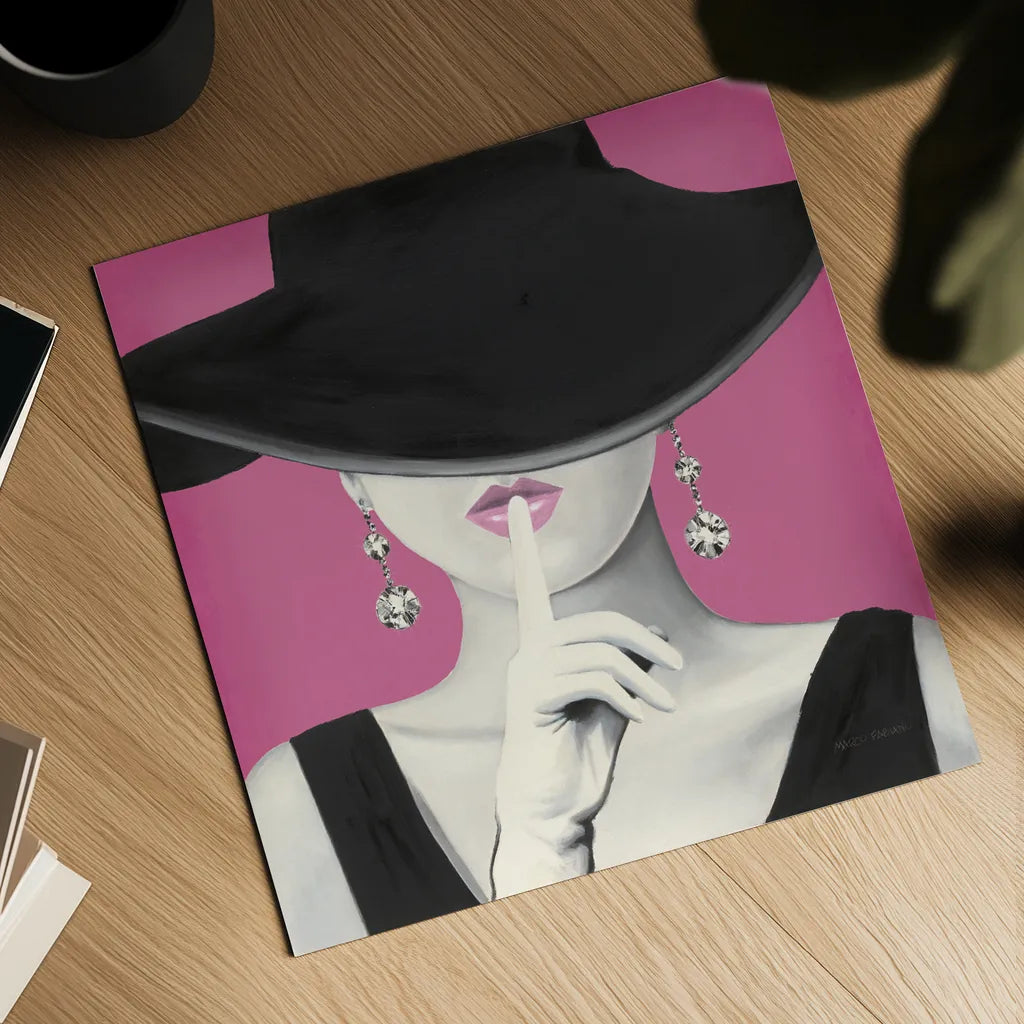 Haute Chapeau I PInk by Marco Fabiano. Shown as a detailed flat fine art print, highlighting archival giclee quality. Available as an archival giclee rolled canvas, fine art paper, or poster print. SKU 82828a.