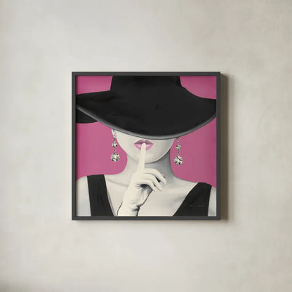 Haute Chapeau I PInk by Marco Fabiano. Shown in a sleek black glass frame for a contemporary gallery look. Available as an archival giclee rolled canvas, fine art paper, or poster print. SKU 82828a.