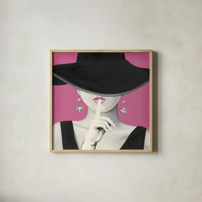 Haute Chapeau I PInk by Marco Fabiano. Shown in a natural wood glass frame for a timeless modern aesthetic. Available as an archival giclee rolled canvas, fine art paper, or poster print. SKU 82828a.