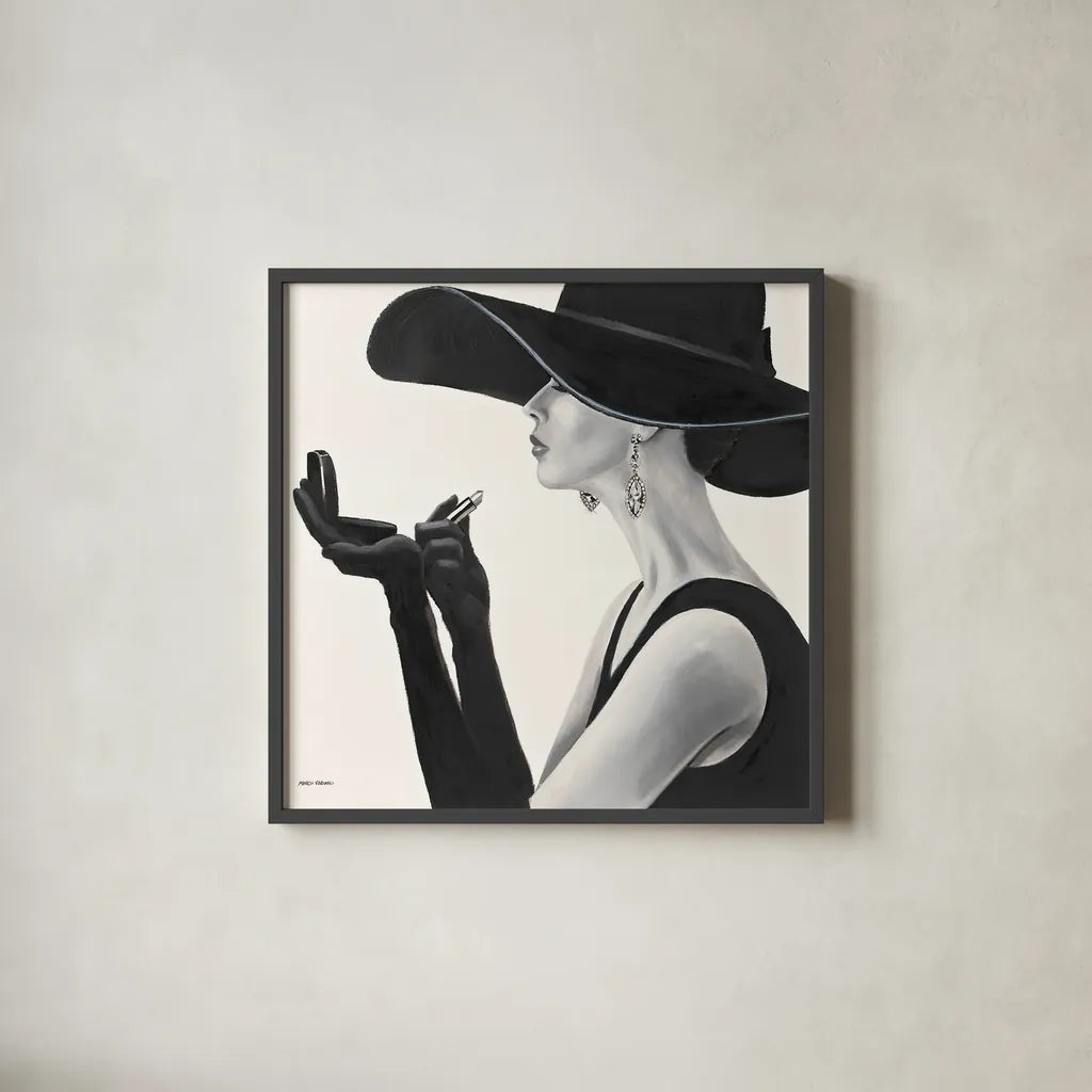 Haute Chapeau II by Marco Fabiano. Shown in a sleek black glass frame for a contemporary gallery look. Available as an archival giclee rolled canvas, fine art paper, or poster print. SKU 15642a.