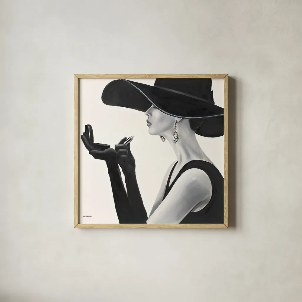 Haute Chapeau II by Marco Fabiano. Shown in a natural wood glass frame for a timeless modern aesthetic. Available as an archival giclee rolled canvas, fine art paper, or poster print. SKU 15642a.
