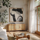 Haute Chapeau II by Marco Fabiano. Shown in a natural wood frame in a cozy modern living room. Available as an archival giclee rolled canvas, fine art paper, or poster print. SKU 15642a.