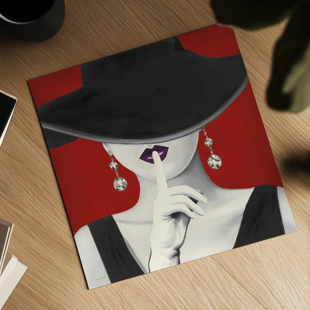 Haute Chapeau Purple Lips I by Marco Fabiano. Shown as a detailed flat fine art print, highlighting archival giclee quality. Available as an archival giclee rolled canvas, fine art paper, or poster print. SKU 15640a.