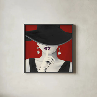 Haute Chapeau Purple Lips I by Marco Fabiano. Shown in a sleek black glass frame for a contemporary gallery look. Available as an archival giclee rolled canvas, fine art paper, or poster print. SKU 15640a.