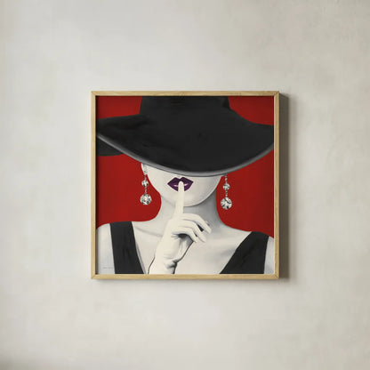 Haute Chapeau Purple Lips I by Marco Fabiano. Shown in a natural wood glass frame for a timeless modern aesthetic. Available as an archival giclee rolled canvas, fine art paper, or poster print. SKU 15640a.