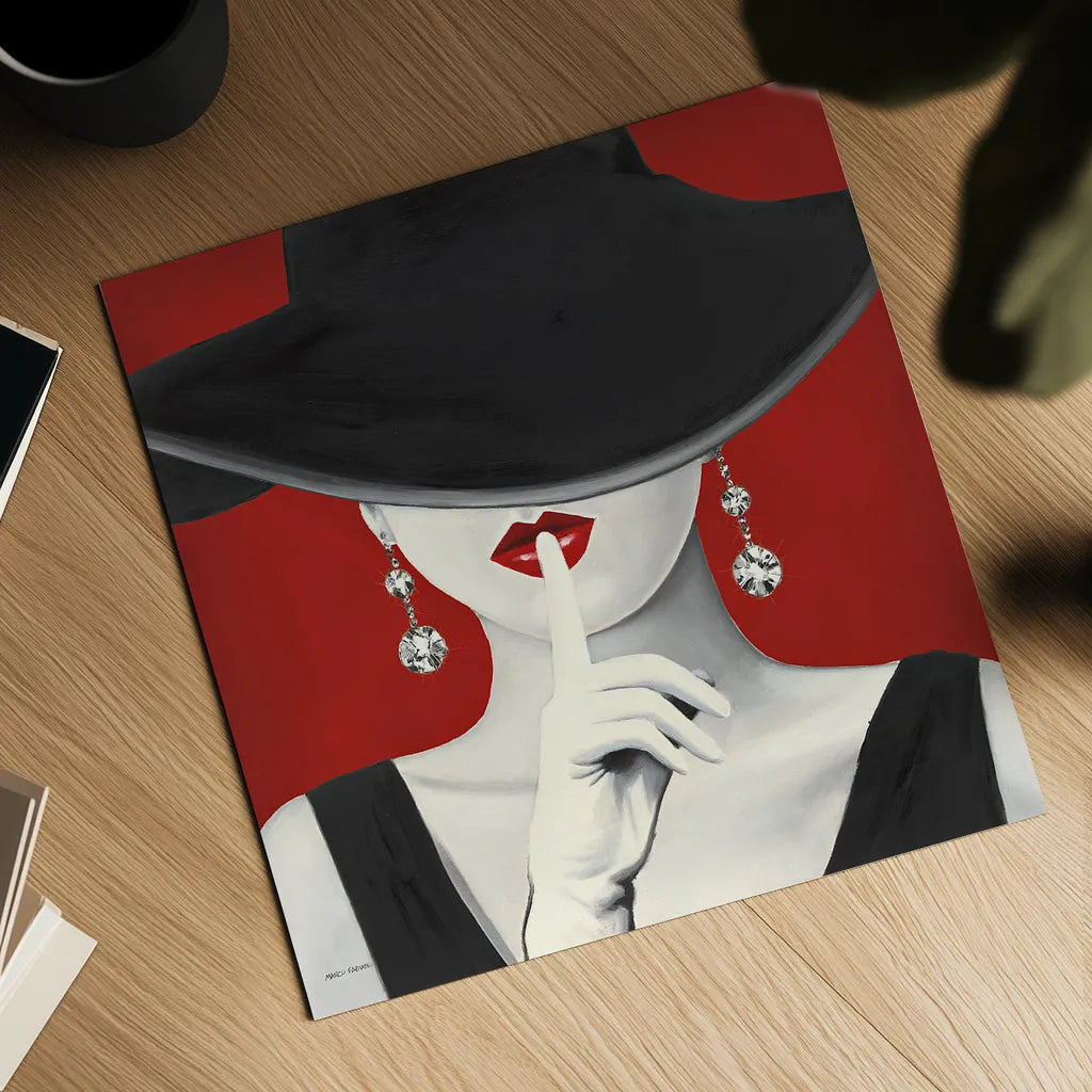 Haute Chapeau Rouge I by Marco Fabiano. Shown as a detailed flat fine art print, highlighting archival giclee quality. Available as an archival giclee rolled canvas, fine art paper, or poster print. SKU 11115a.