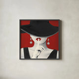 Haute Chapeau Rouge I by Marco Fabiano. Shown in a sleek black glass frame for a contemporary gallery look. Available as an archival giclee rolled canvas, fine art paper, or poster print. SKU 11115a.